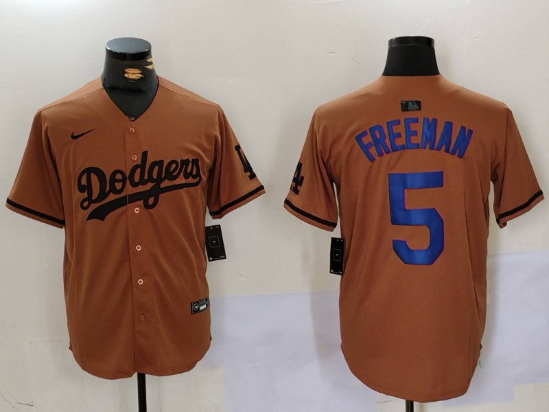 Men Los Angeles Dodgers #5 Freeman army green joint name 2024 Nike MLB Jersey style 1